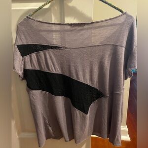 Pins & Needles vintage grey black  Knit Detail Cropped Top Sz L.